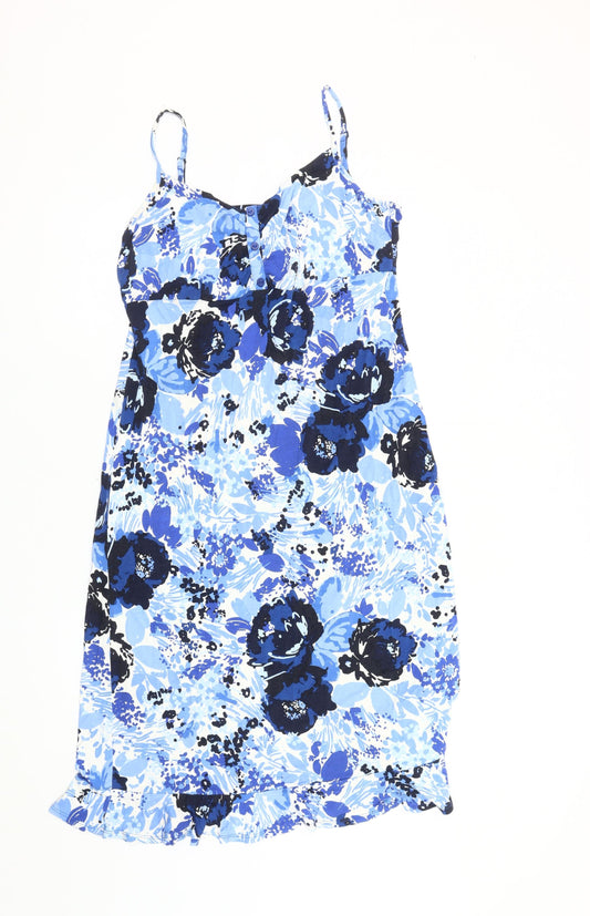 Per Una Women's Blue Floral Sleeveless Dress Size 16