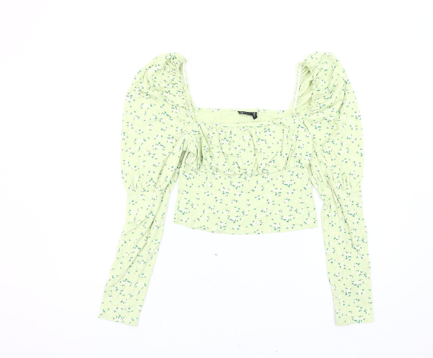 Womens UK Size 12 ASOS DESIGN Green Cropped Blouse