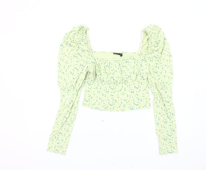 Womens UK Size 12 ASOS DESIGN Green Cropped Blouse