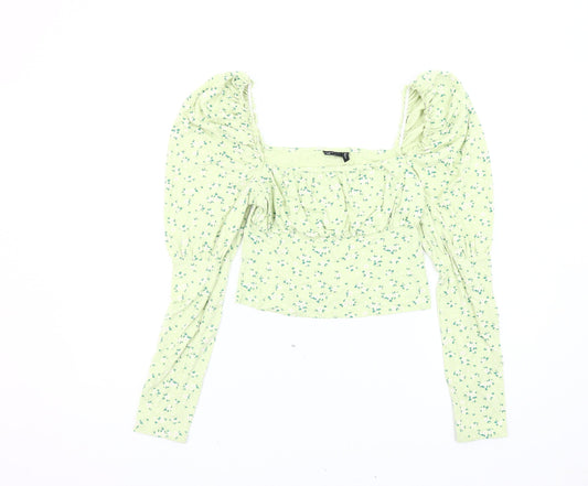 Womens UK Size 12 ASOS DESIGN Green Cropped Blouse