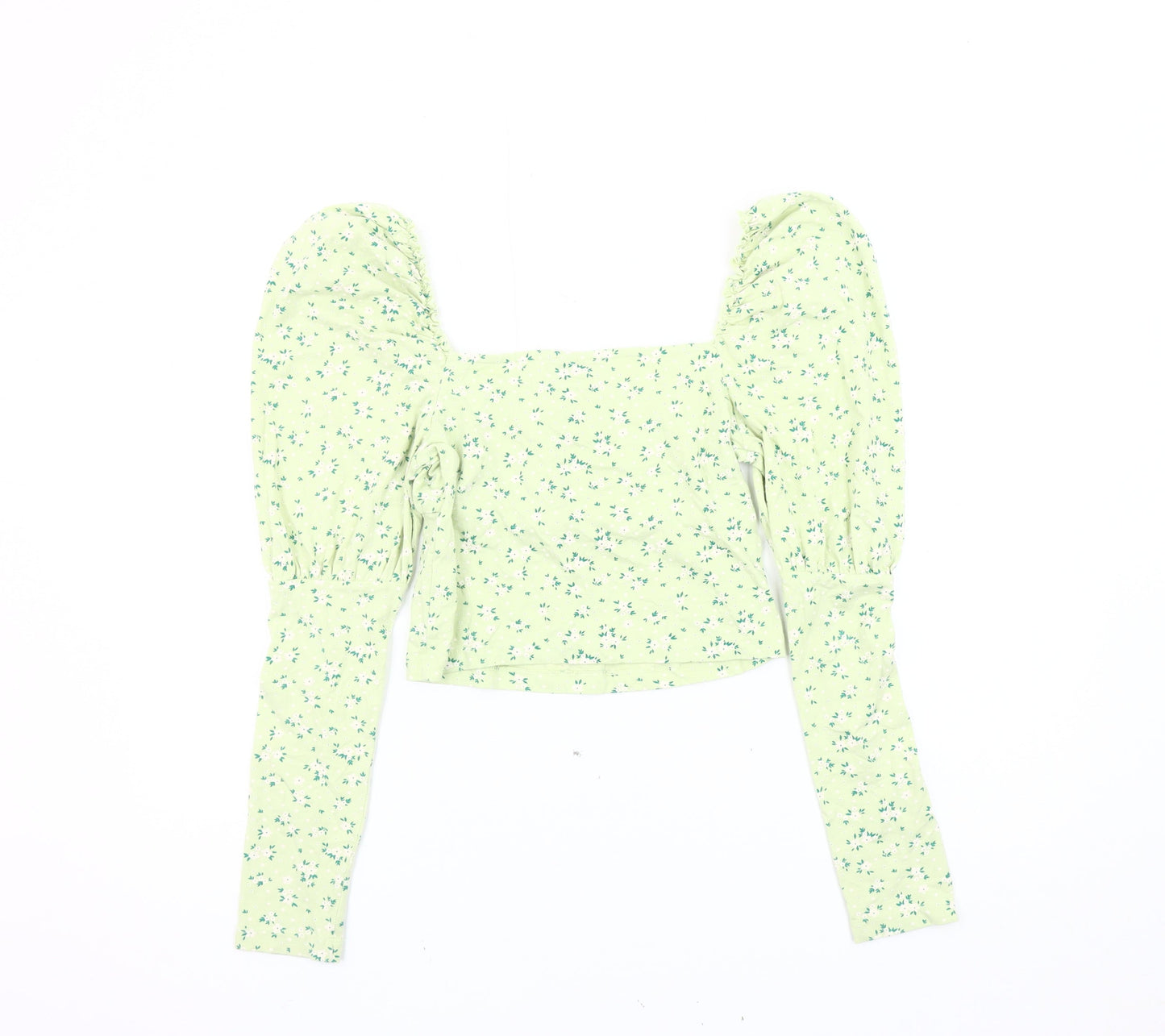 Womens UK Size 12 ASOS DESIGN Green Cropped Blouse