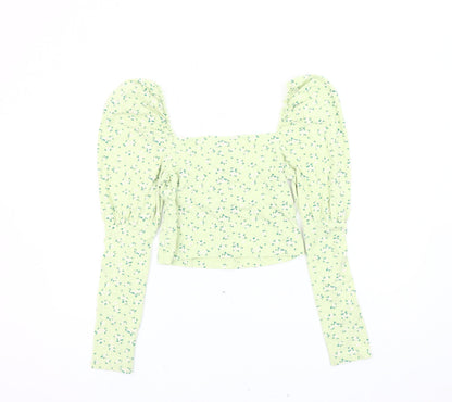 Womens UK Size 12 ASOS DESIGN Green Cropped Blouse
