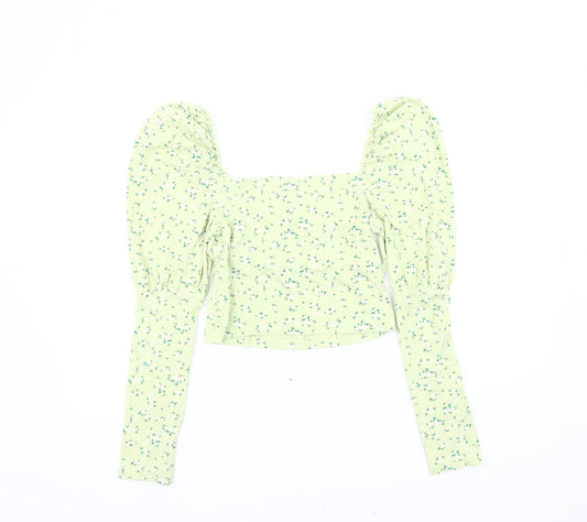 Womens UK Size 12 ASOS DESIGN Green Cropped Blouse