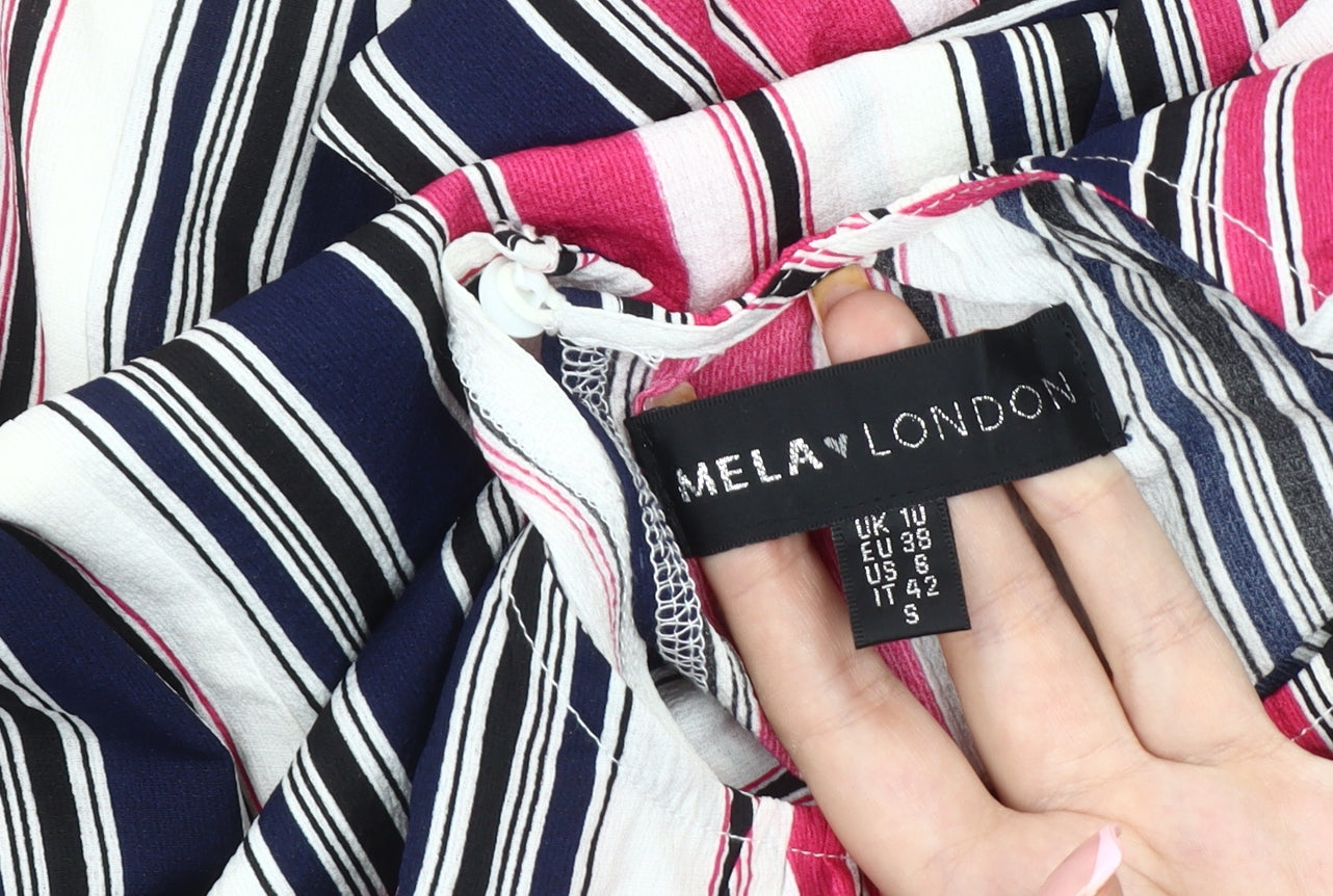 Mela London Women's Multicoloured Stripe Midi Dress, Size 10