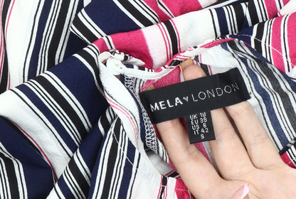 Mela London Women's Multicoloured Stripe Midi Dress, Size 10