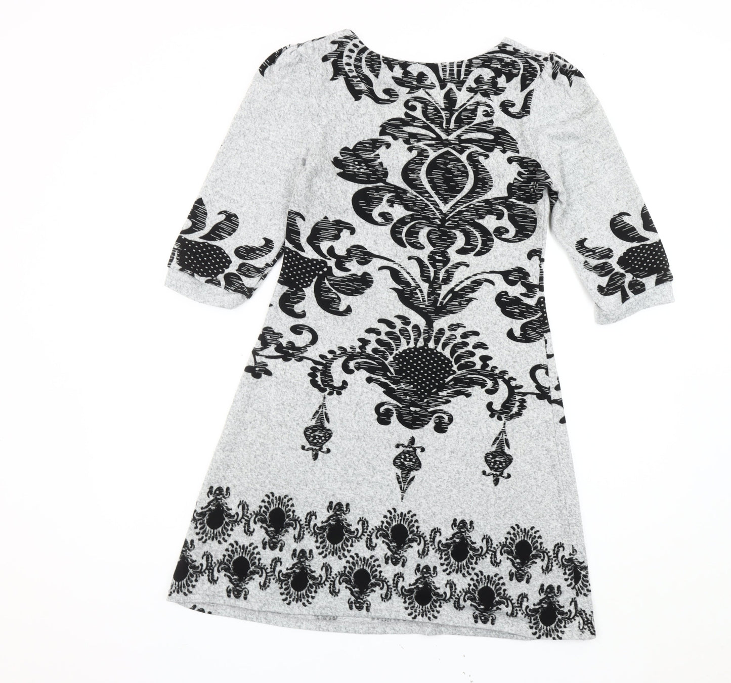 Izabel Grey Geometric V-Neck Dress Women's S