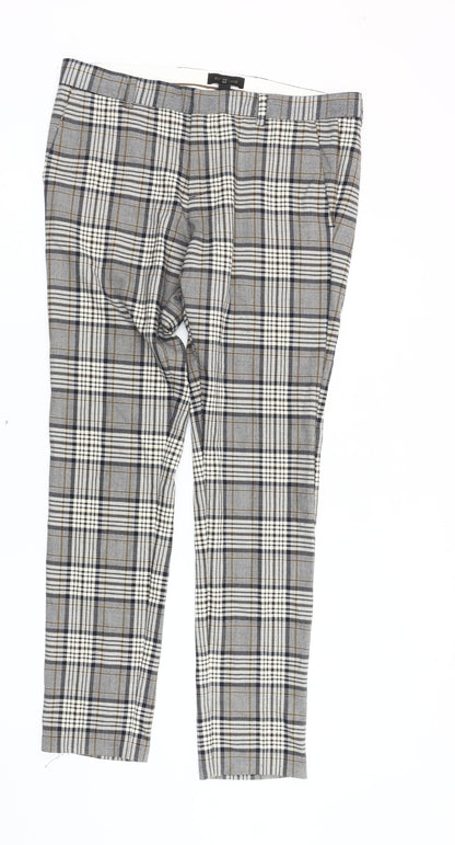 River Island Men's Multicoloured Plaid Trousers 34R