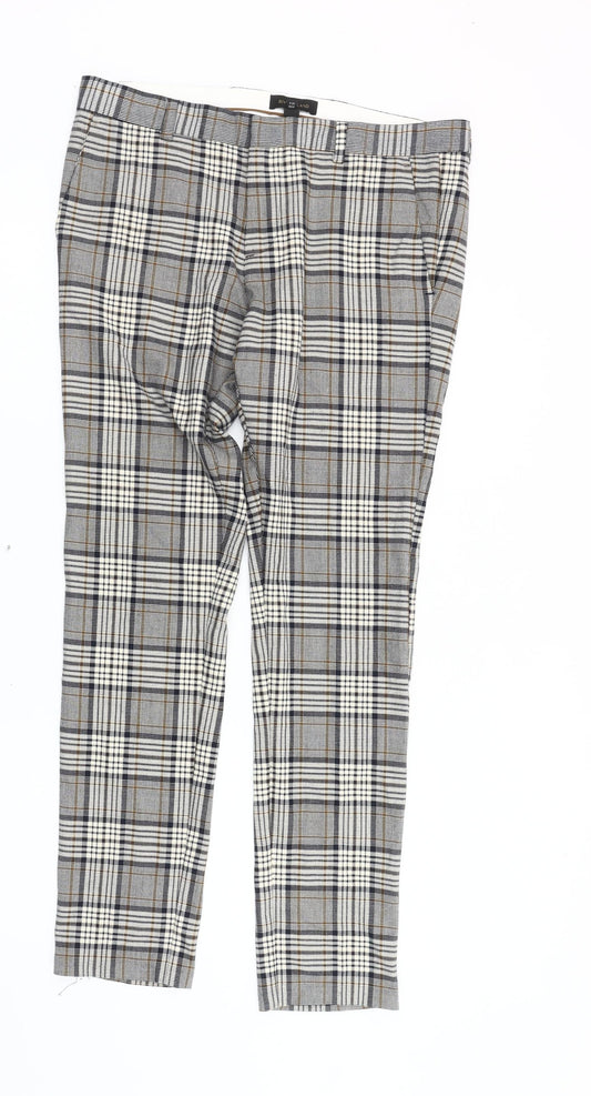 River Island Men's Multicoloured Plaid Trousers 34R