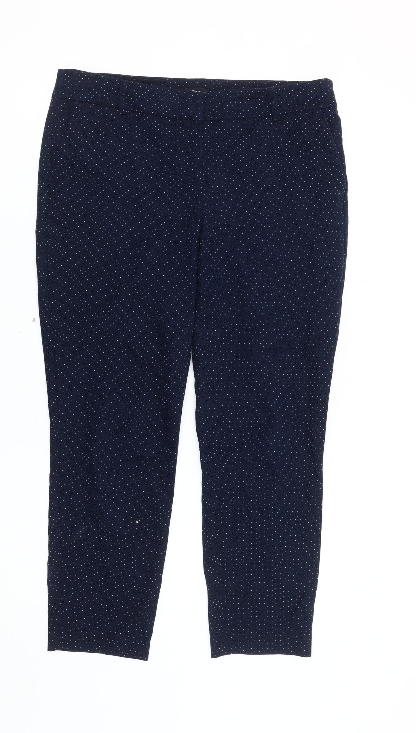 Womens UK Size 12 Hilary Radley Regular Fit Cropped Blue Trousers