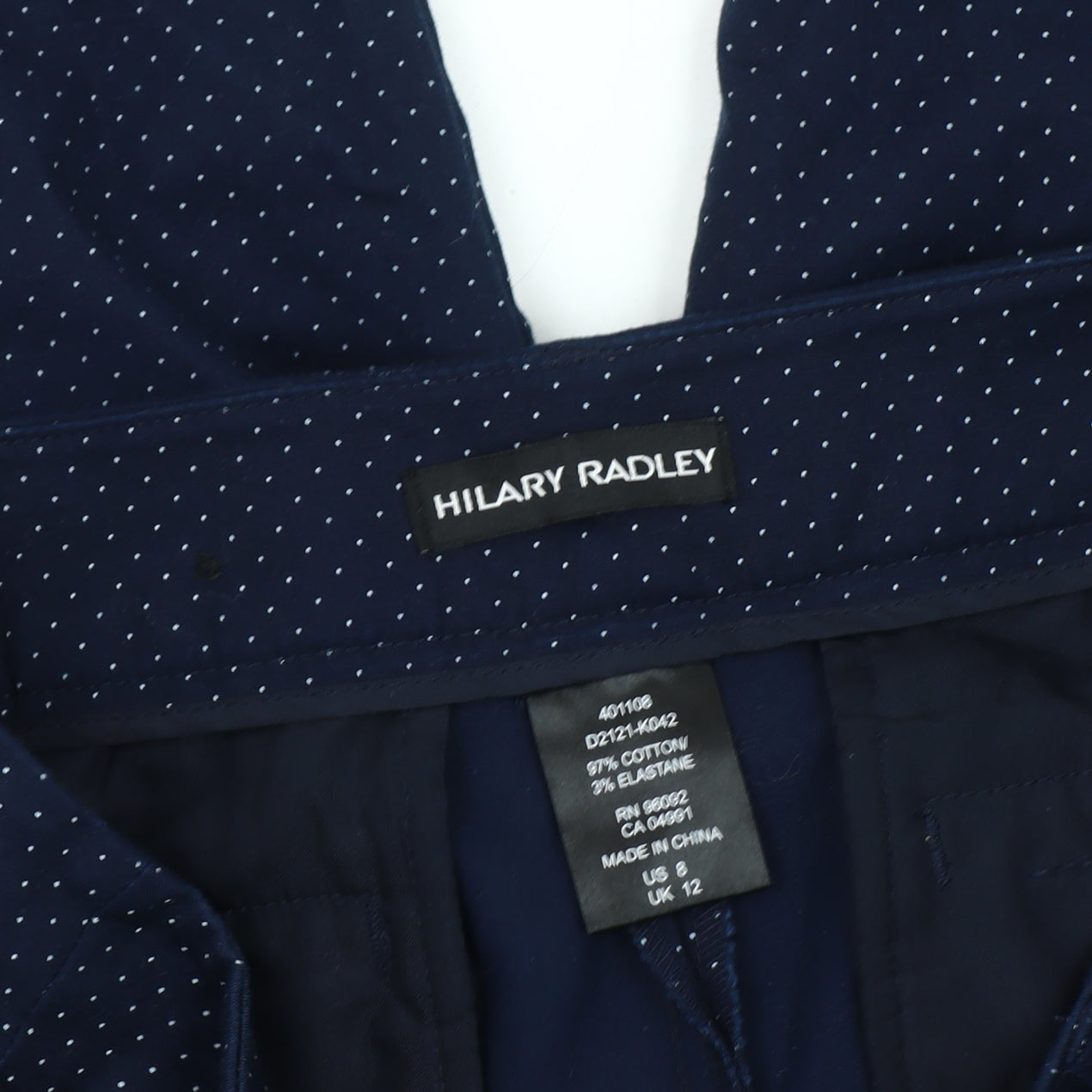 Womens UK Size 12 Hilary Radley Regular Fit Cropped Blue Trousers