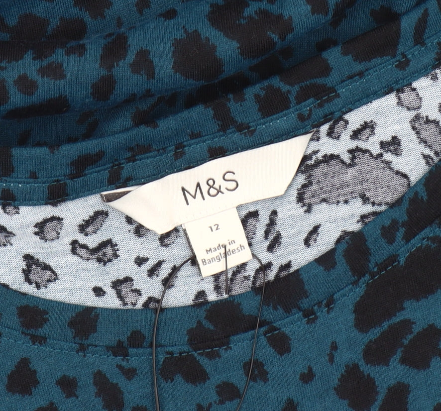 Womens UK Size 12 Marks and Spencer Blue Basic T-Shirt
