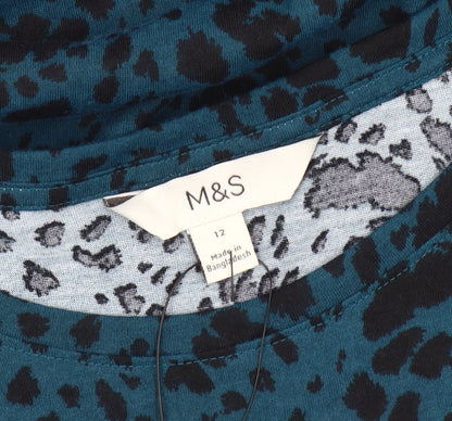 Womens UK Size 12 Marks and Spencer Blue Basic T-Shirt