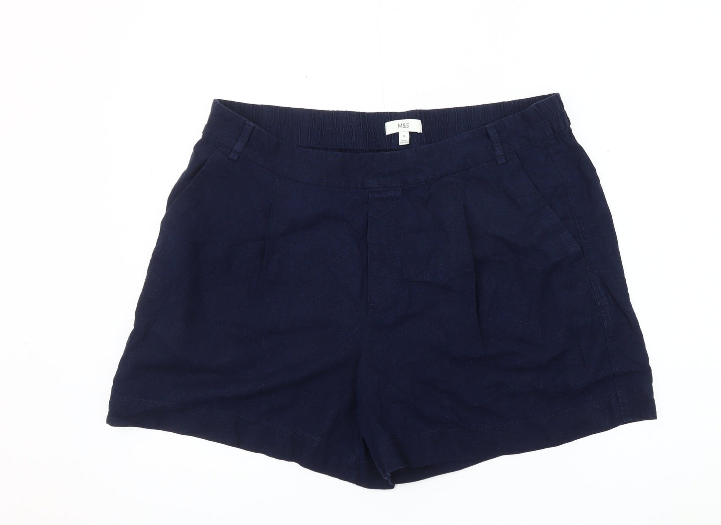 Marks and Spencer Women's Blue Linen Shorts