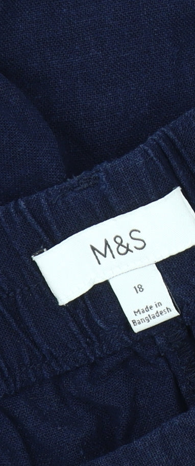 Marks and Spencer Women's Blue Linen Shorts