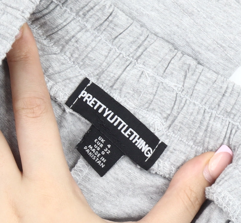 PrettyLittleThing Women’s Grey Track Pants Size 4