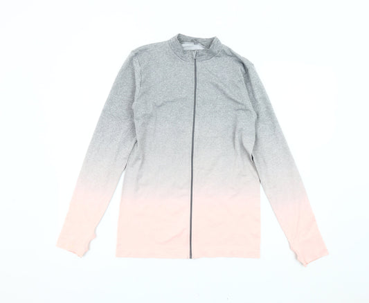 Additional front view of WorkOut Women's Grey Pink Ombre Activewear Jacket M