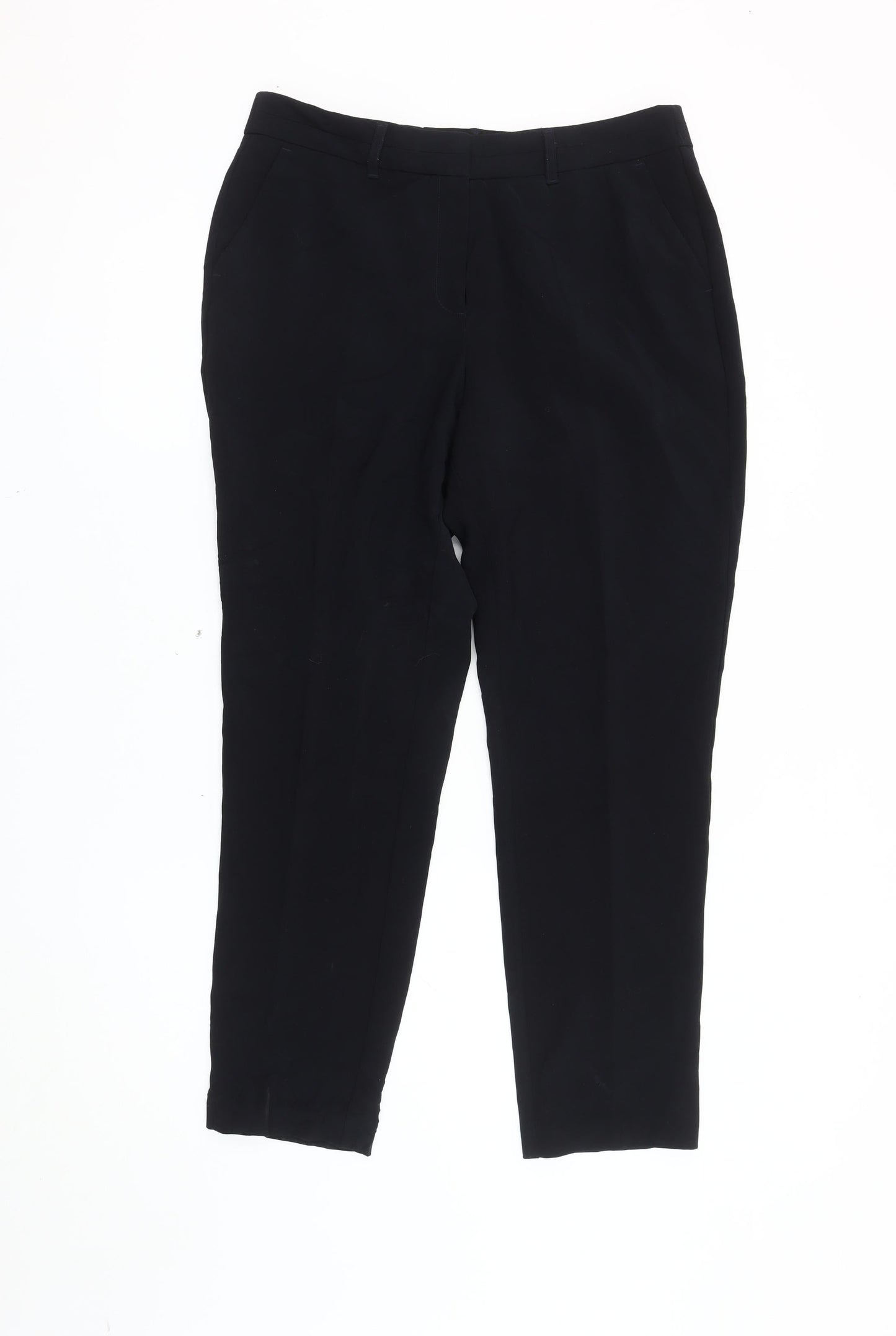 Womens UK Size 12 Jasper Conran Regular Fit Cropped Black Trousers