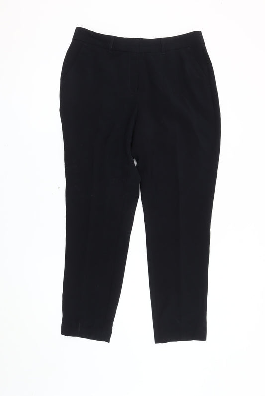 Womens UK Size 12 Jasper Conran Regular Fit Cropped Black Trousers