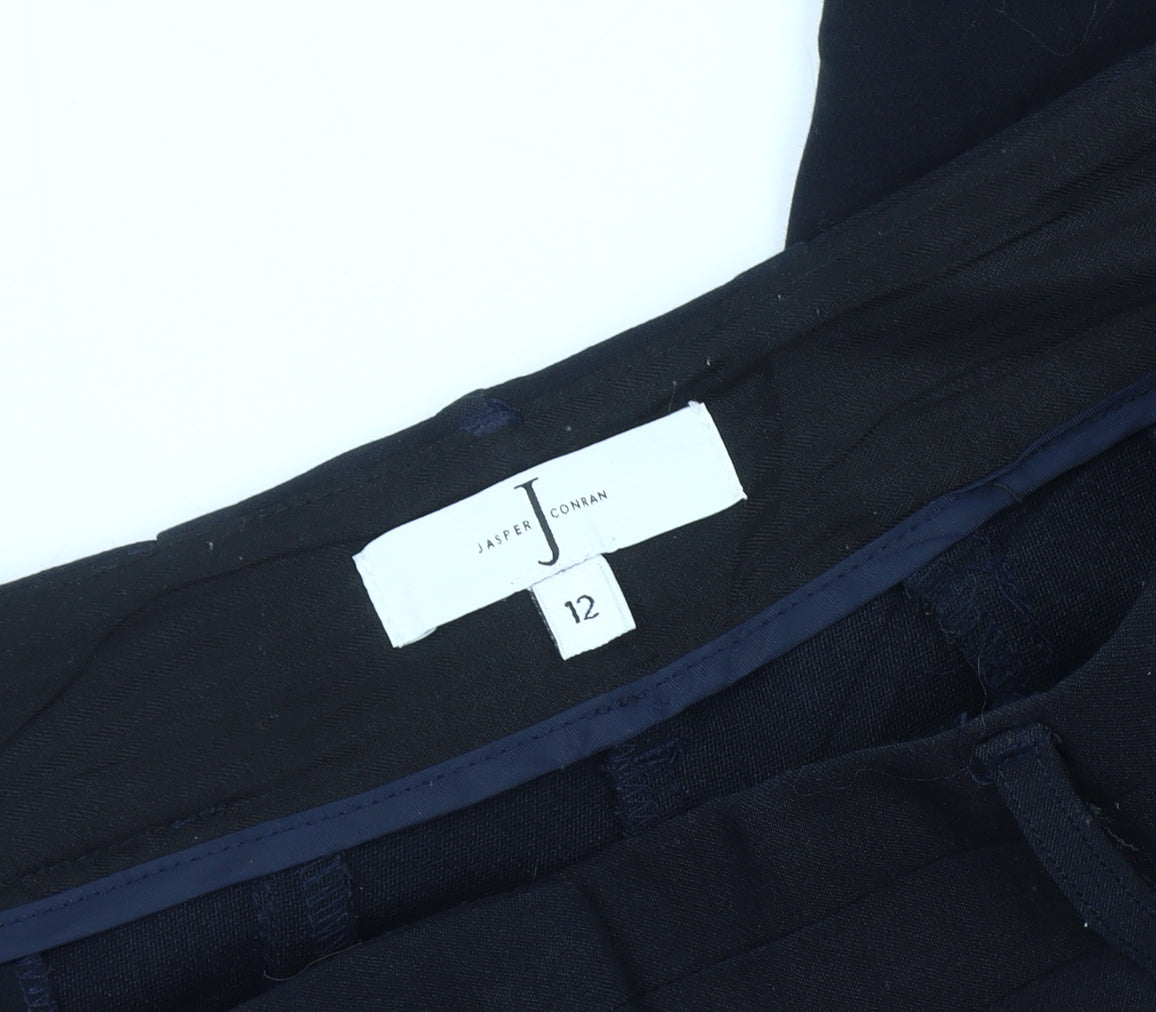 Womens UK Size 12 Jasper Conran Regular Fit Cropped Black Trousers