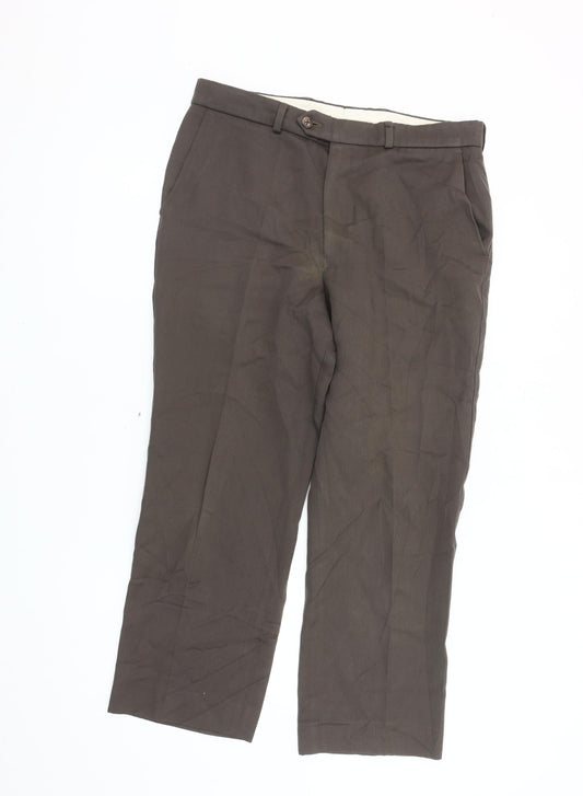 Debenhams Men’s Brown Wool Blend Trousers, 34 Waist
