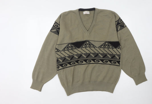 Gabicci Men's Green V-Neck Pullover Jumper M