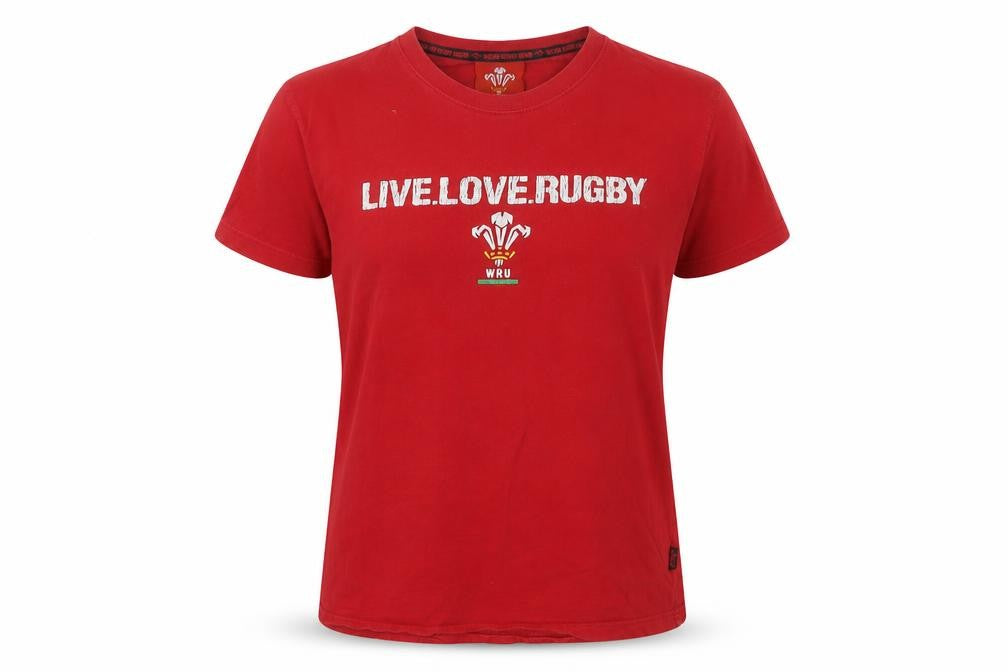 Front view of WRU unisex red jersey t-shirt m rugby sports