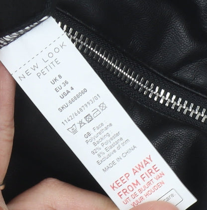 New Look Petite Black Leather Look Leggings, UK 8, Women