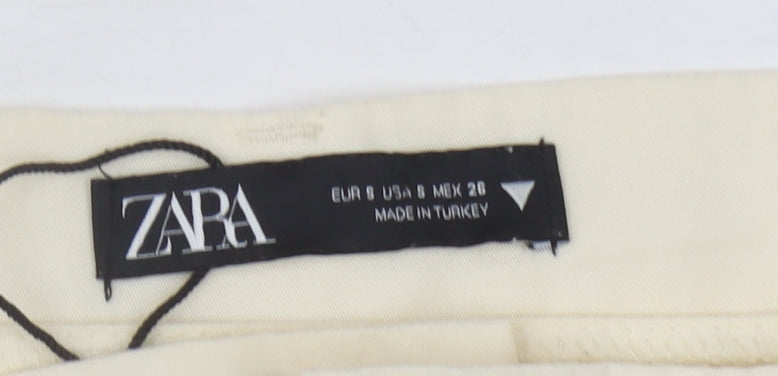 Womens UK Size 8 Zara Regular Fit Casual Workwear Ivory Trousers