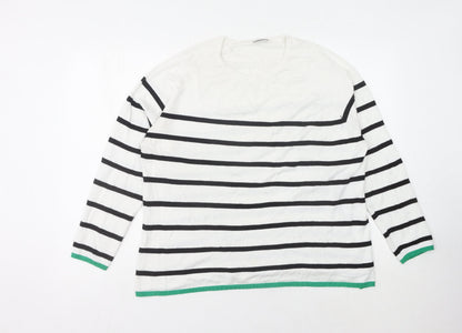 Beloved Woman White Striped Pullover Jumper 2XL