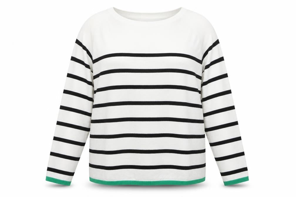 Beloved Womens Woman White Striped Pullover Jumper 2XL