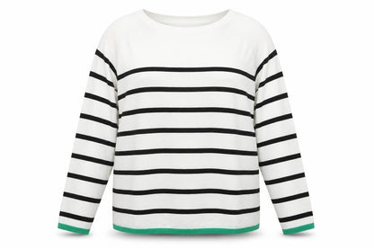 Beloved Womens Woman White Striped Pullover Jumper 2XL