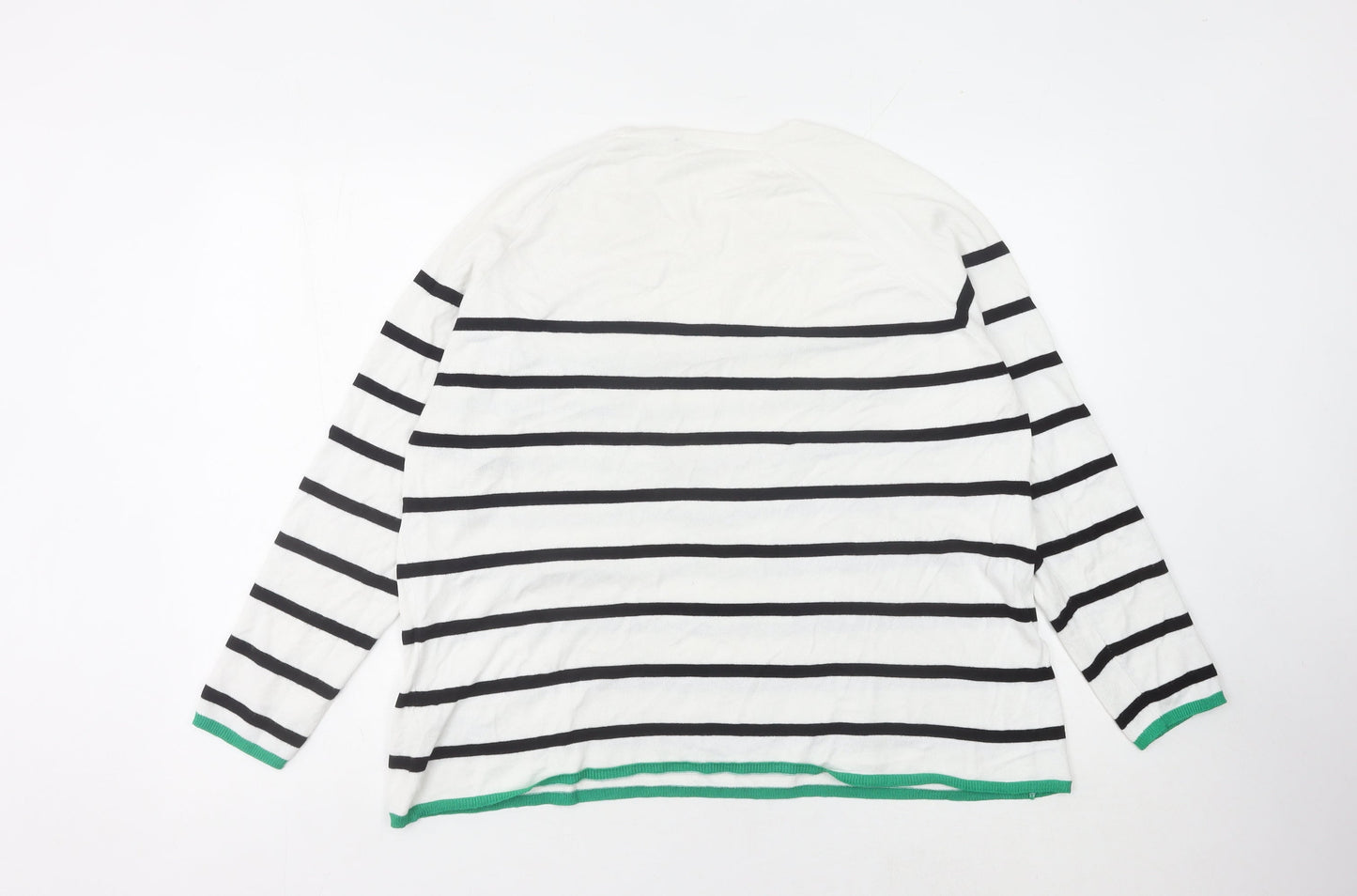 Beloved Woman White Striped Pullover Jumper 2XL