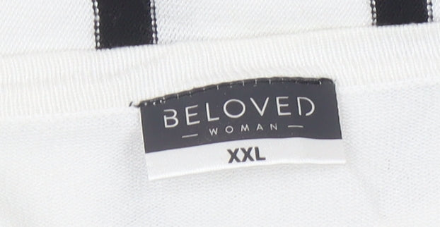 Beloved Woman White Striped Pullover Jumper 2XL