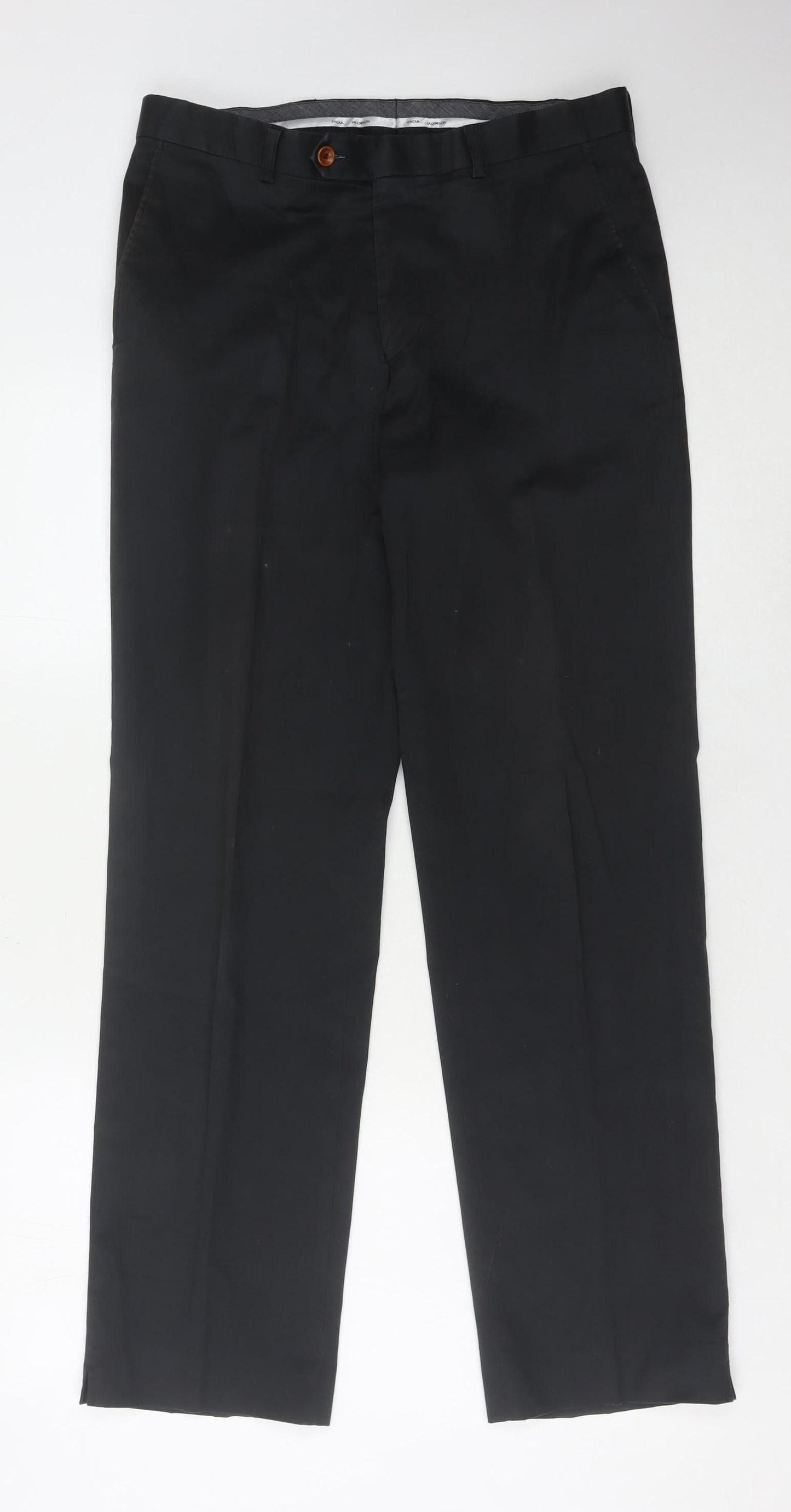 Oscar Jacobson Men's Black Trousers Size 46 Formal