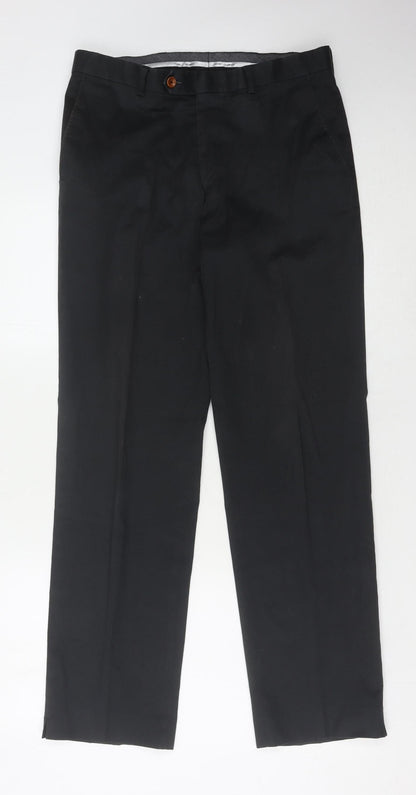 Oscar Jacobson Men's Black Trousers Size 46 Formal