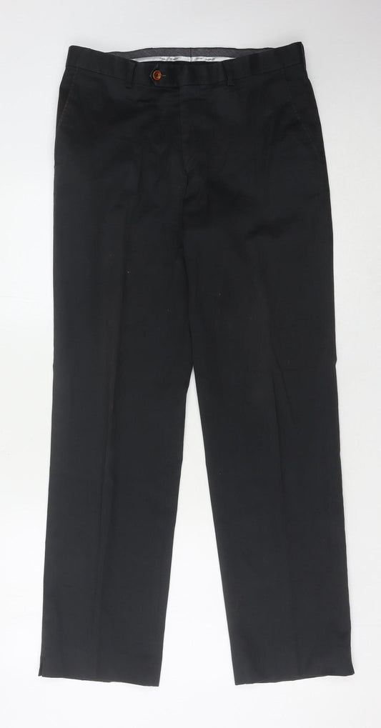 Oscar Jacobson Men's Black Trousers Size 46 Formal