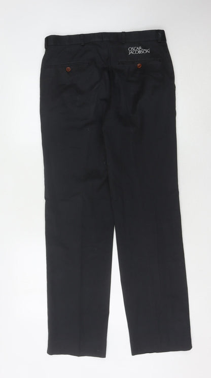 Oscar Jacobson Men's Black Trousers Size 46 Formal