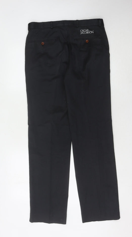 Oscar Jacobson Men's Black Trousers Size 46 Formal