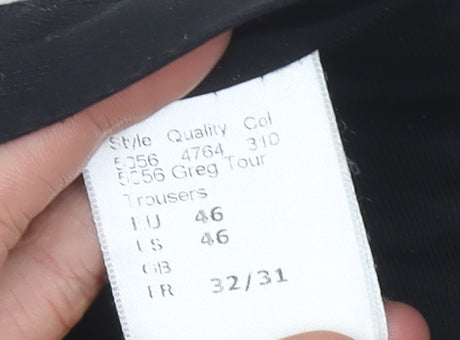 Oscar Jacobson Men's Black Trousers Size 46 Formal