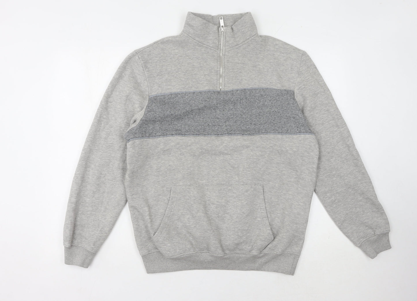 Mens UK Size L boohooMAN Grey 1/4 Zip Sweatshirt