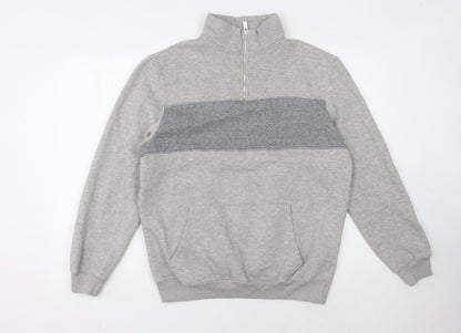 Mens UK Size L boohooMAN Grey 1/4 Zip Sweatshirt