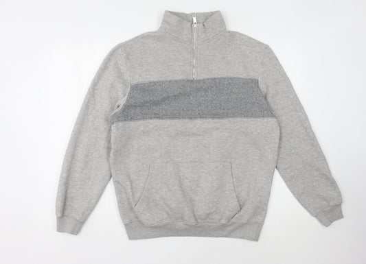 Mens UK Size L boohooMAN Grey 1/4 Zip Sweatshirt