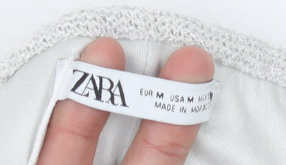 Zara Women's White Skirt Size 12 Polyester Cotton
