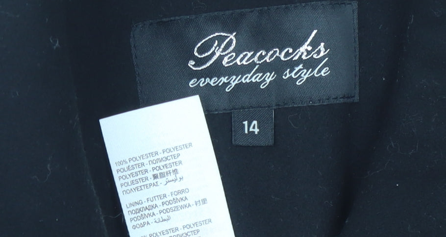 Peacocks Women's Black Overcoat Size 14