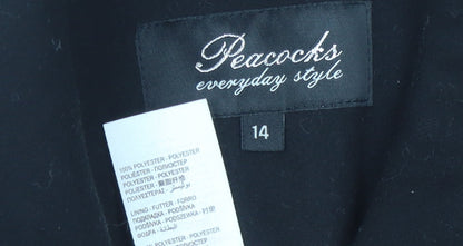 Peacocks Women's Black Overcoat Size 14