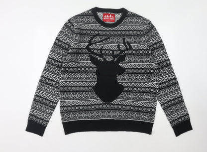 Red Herring Men's Black L Pullover Xmas Jumper