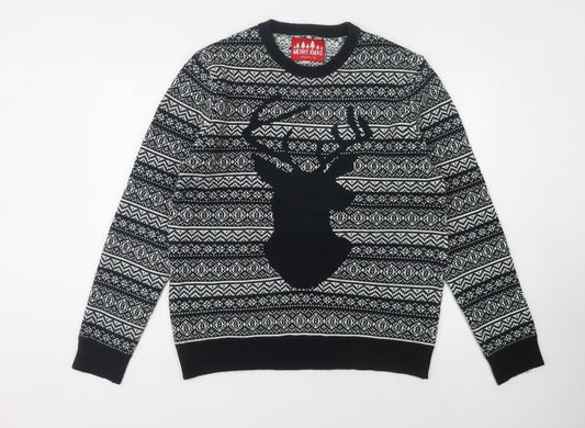 Red Herring Men's Black L Pullover Xmas Jumper