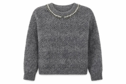 JEFF Women's Grey Jewel Pullover Jumper Size 10