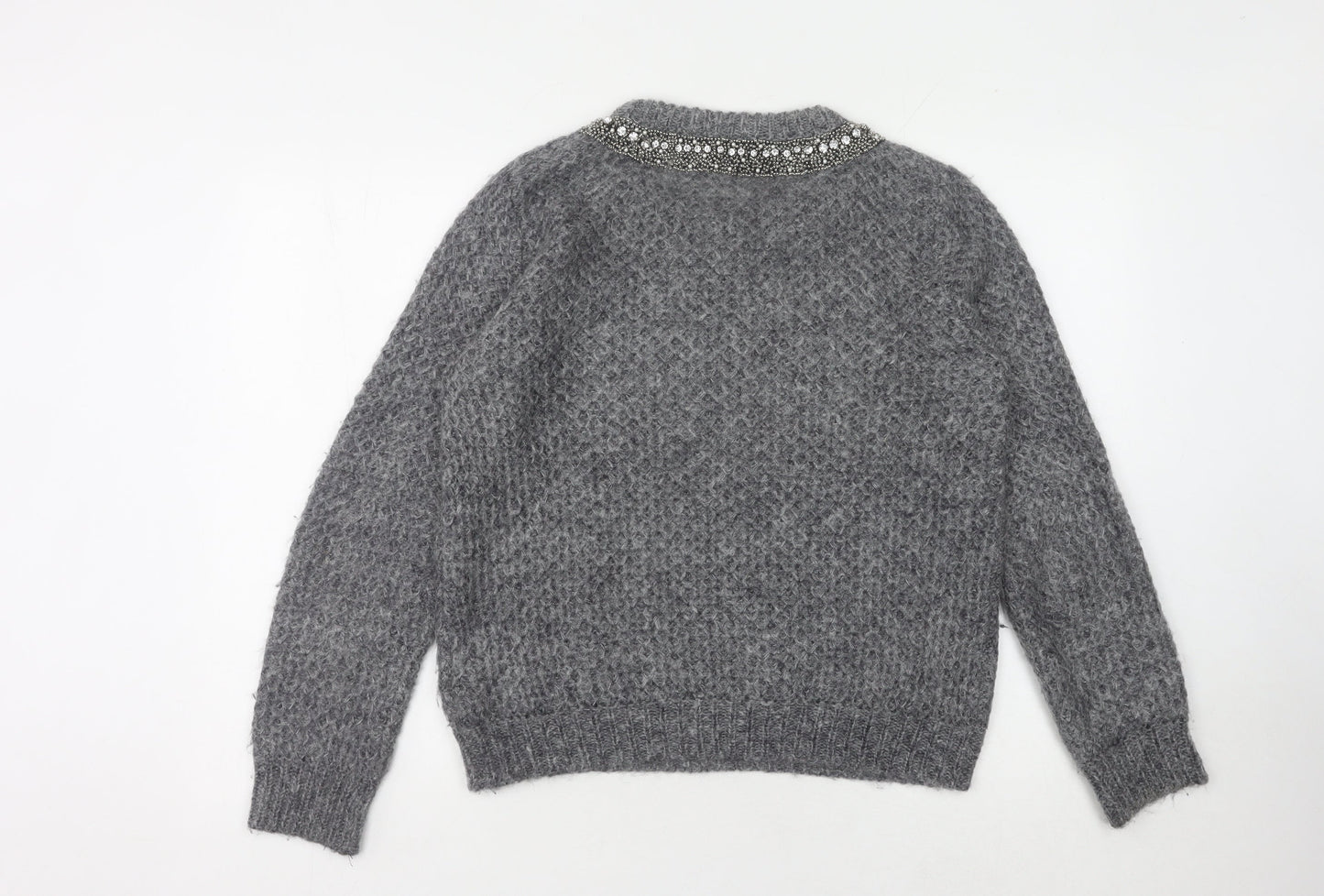 JEFF Women's Grey Jewel Pullover Jumper Size 10