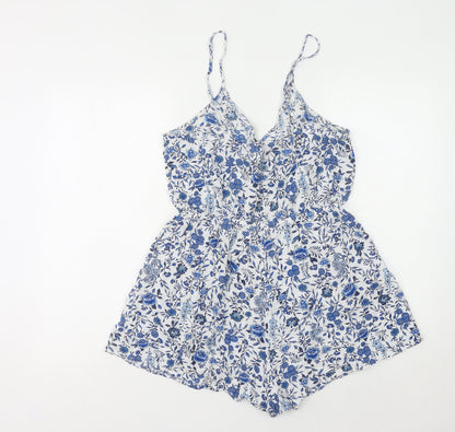 Divided Women's Blue Floral Playsuit Size 14